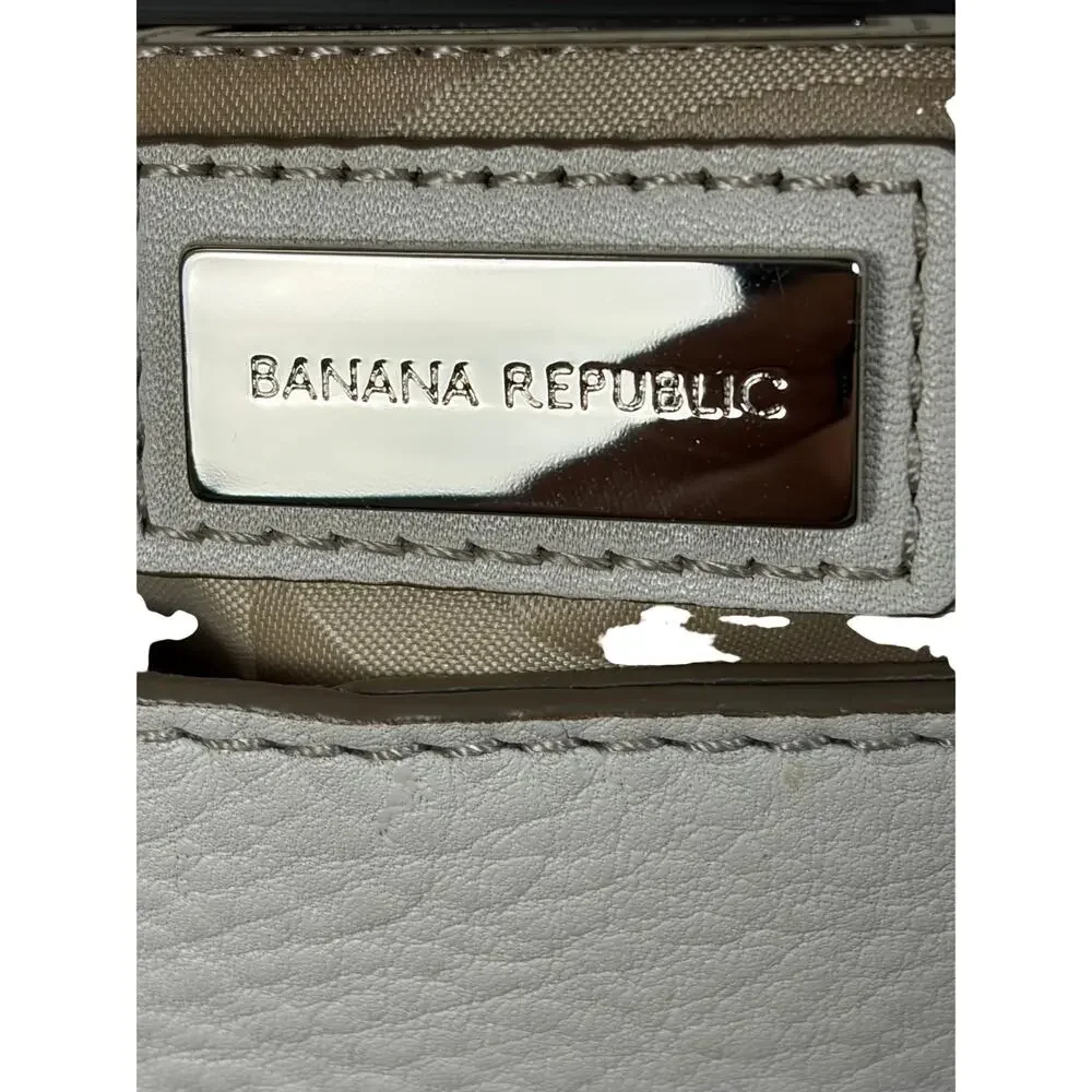 Banana Republic Cream Pebbled Leather Oversized Clutch